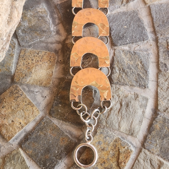 Sterling Silver hammered Link Bracelet - Picture 16 of 16